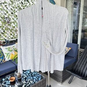 Speckled White Cardigan with Button Detail
